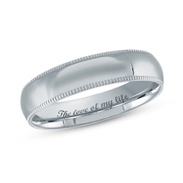 4.0mm Engravable Textured Edge Wedding Band in 14K White Gold (1 Finish and Line)