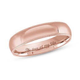 4.0mm Engravable Textured Edge Wedding Band in 14K Rose Gold (1 Finish and Line)