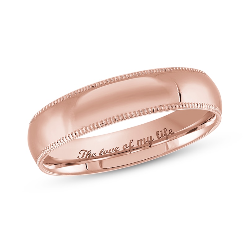 4.0mm Engravable Textured Edge Wedding Band in 14K Rose Gold (1 Finish and Line)|Peoples Jewellers