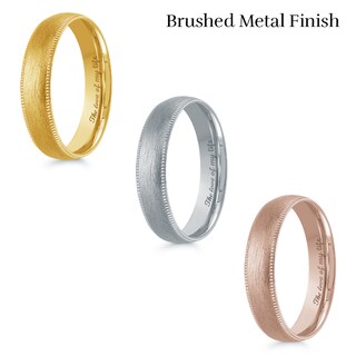 4.0mm Engravable Textured Edge Wedding Band in 14K Rose Gold (1 Finish and Line)