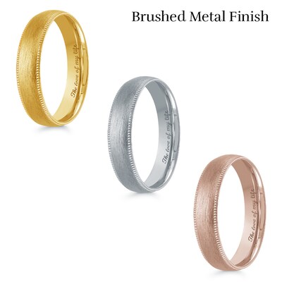 4.0mm Engravable Textured Edge Wedding Band in 14K Rose Gold (1 Finish and Line)