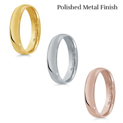 4.0mm Engravable Textured Edge Wedding Band in 14K Rose Gold (1 Finish and Line)