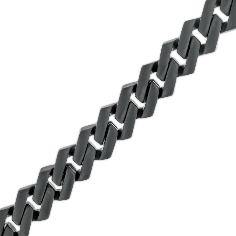 Men's 0.50 CT. T.W. Black Diamond Squared Link Chain Bracelet in Stainless Steel with Black Ion-Plate - 8.62"|Peoples Jewellers