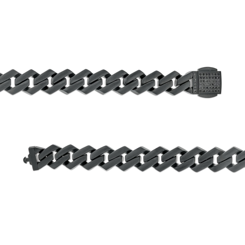 Men's 0.50 CT. T.W. Black Diamond Squared Link Chain Bracelet in Stainless Steel with Black Ion-Plate - 8.62"