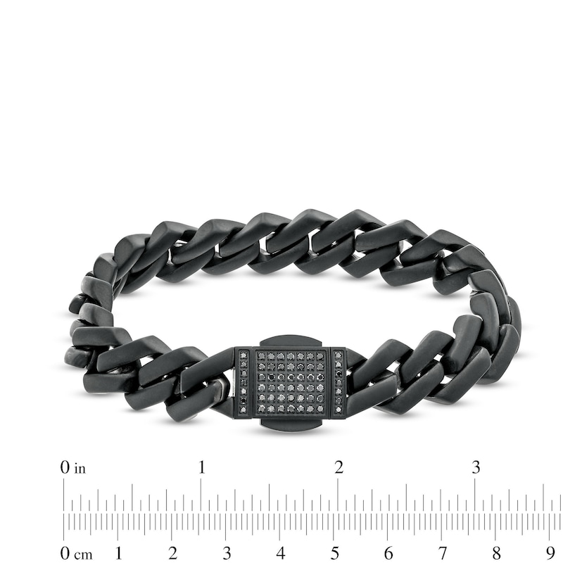 Men's 0.50 CT. T.W. Black Diamond Squared Link Chain Bracelet in Stainless Steel with Black Ion-Plate - 8.62"