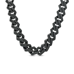 Men's 0.50 CT. T.W. Black Diamond Squared Link Chain Necklace in Stainless Steel with Black Ion-Plate - 20&quot;