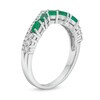 Thumbnail Image 3 of Slanted Marquise-Cut Emerald and 0.23 CT. T.W. Diamond Edge Contour Band in 10K White Gold
