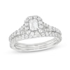 Thumbnail Image 0 of 0.95 CT. T.W. Emerald-Cut Diamond Frame Bridal Set in 14K White Gold (I/I1)