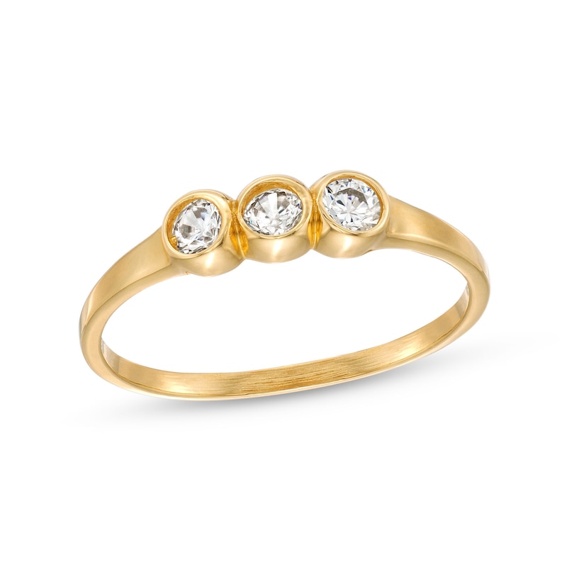 Child's Cubic Zirconia Three Stone Ring in 10K Gold|Peoples Jewellers