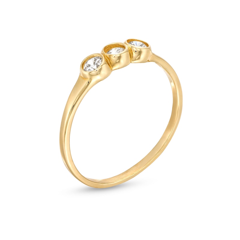 Child's Cubic Zirconia Three Stone Ring in 10K Gold|Peoples Jewellers