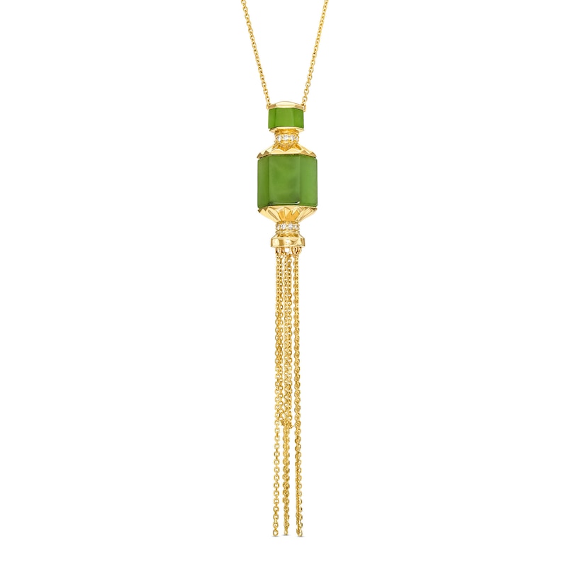 Jade and 0.10 CT. T.W. Diamond Lantern Necklace in 14K Gold|Peoples Jewellers