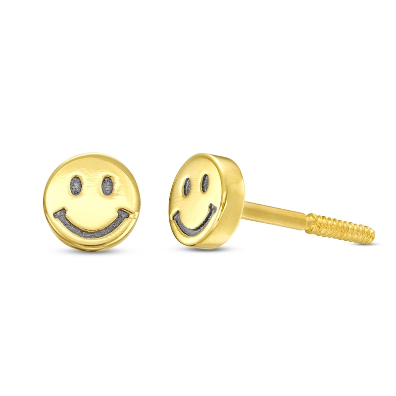 Child's Smiley Face Stud Earrings in 14K Gold