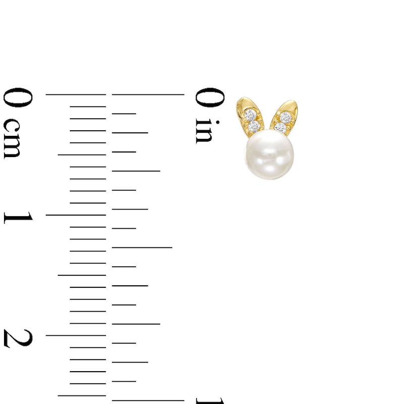 Main Image 2 of Child's 4.0mm Freshwater Cultured Pearl and Cubic Zirconia Bunny Ear Stud Earrings in 14K Gold