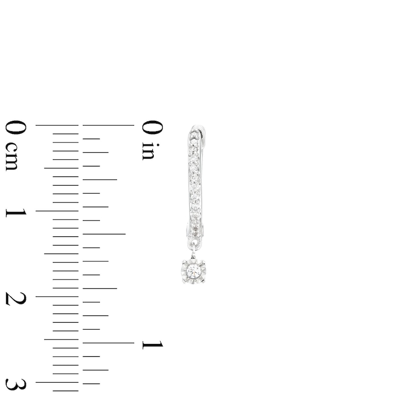 Main Image 3 of Unstoppable Love™ 0.12 CT. T.W. Diamond Dangle Huggie Hoop Earrings in Sterling Silver