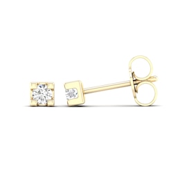 0.15 CT. T.W. Canadian Certified Diamond Solitaire Square Block Stud Earrings in 14K Gold (I/I2)