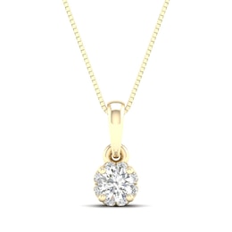 Canadian Certified Centre Diamond 0.15 CT. T.W. Scallop Frame Flower Pendant in 14K Gold (I/I2)