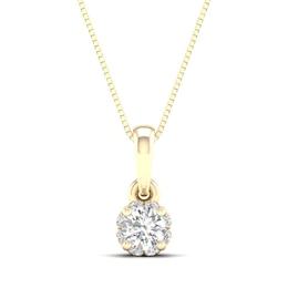 Canadian Certified Centre Diamond 0.15 CT. T.W. Scallop Frame Flower Pendant in 14K Gold (I/I2)