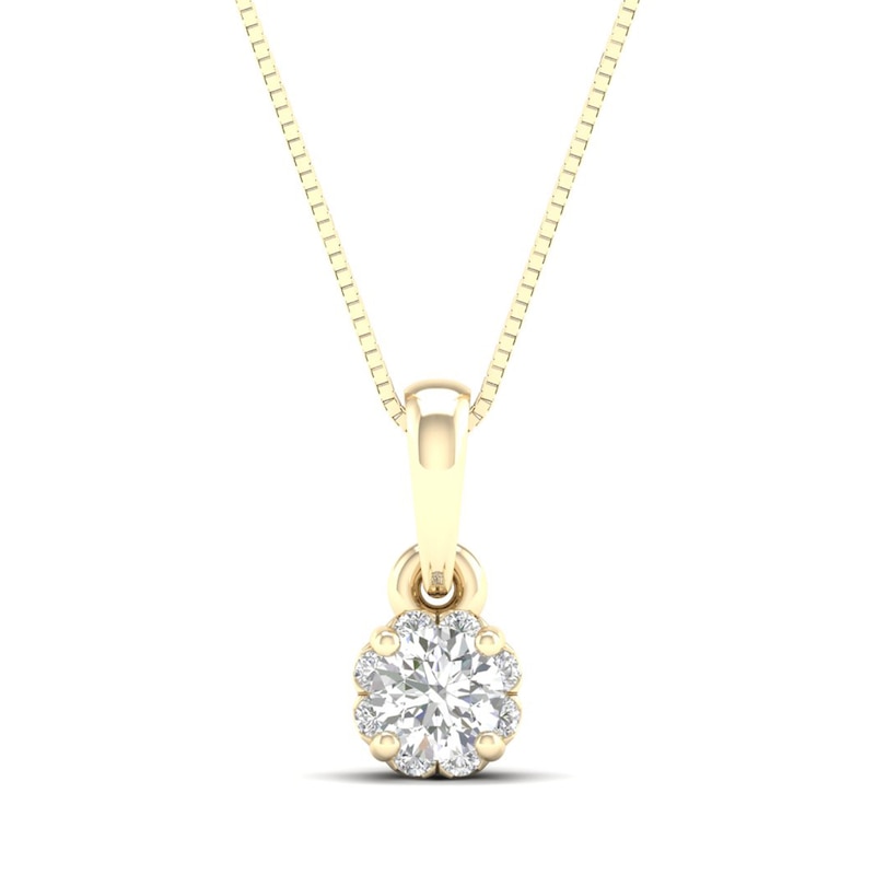 Main Image 1 of Canadian Certified Centre Diamond 0.15 CT. T.W. Scallop Frame Flower Pendant in 14K Gold (I/I2)