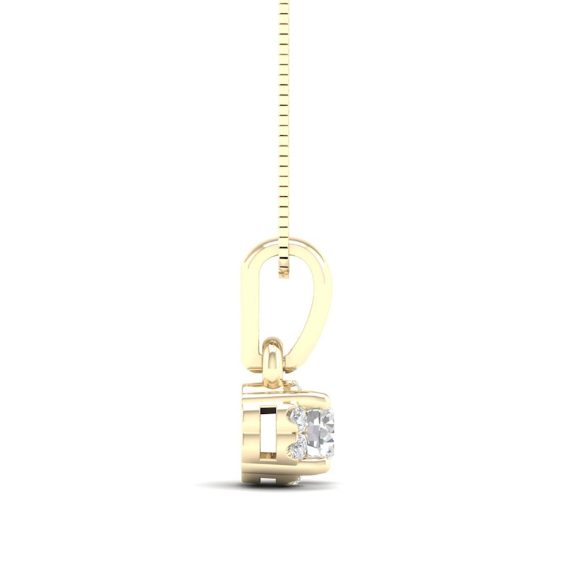 Main Image 2 of Canadian Certified Centre Diamond 0.15 CT. T.W. Scallop Frame Flower Pendant in 14K Gold (I/I2)