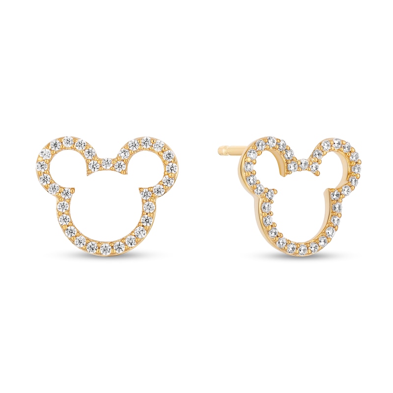 Disney Treasures Mickey Mouse 0.23 CT. T.W. Diamond Ears Silhouette Stud Earrings in 10K Gold