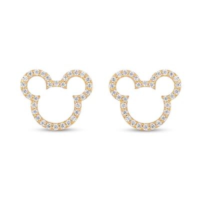 Disney Treasures Mickey Mouse 0.23 CT. T.W. Diamond Ears Silhouette Stud Earrings in 10K Gold