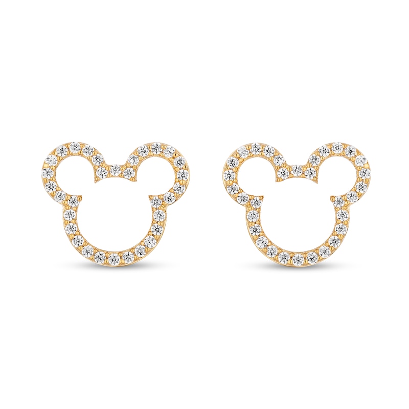 Disney Treasures Mickey Mouse 0.23 CT. T.W. Diamond Ears Silhouette Stud Earrings in 10K Gold