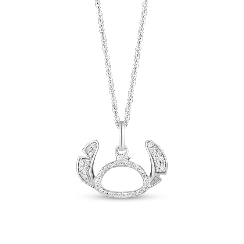 Main Image 1 of Disney Treasures Lilo and Stitch 0.115 CT. T.W. Diamond Head Silhouette Pendant in Sterling Silver