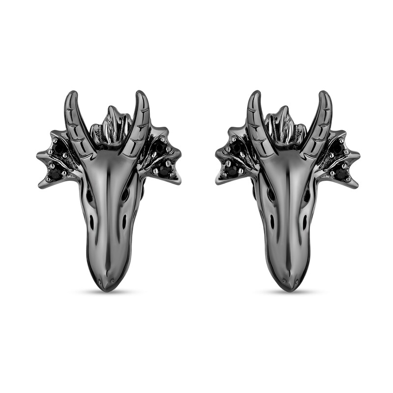 Enchanted Disney Villains Maleficent 0.085 CT. T.W. Black Diamond Dragon Stud Earrings in Black Sterling Silver