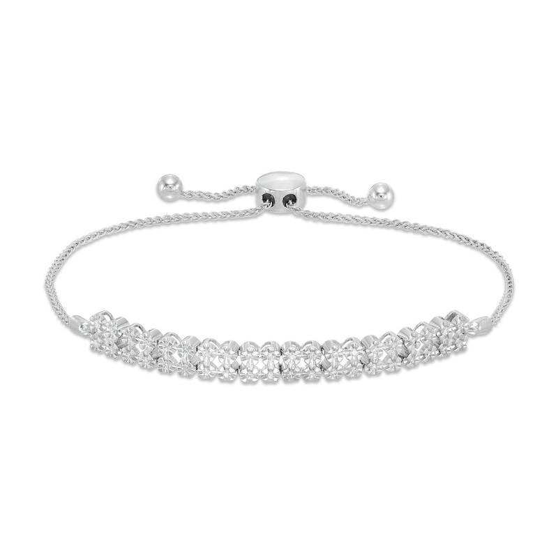 0.25 CT. T.W. Diamond Double Row Link Bolo Bracelet in Sterling Silver - 9.5"|Peoples Jewellers