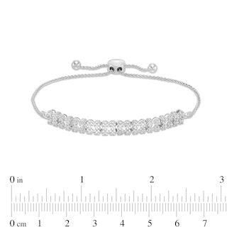 0.25 CT. T.W. Diamond Double Row Link Bolo Bracelet in Sterling Silver - 9.5"