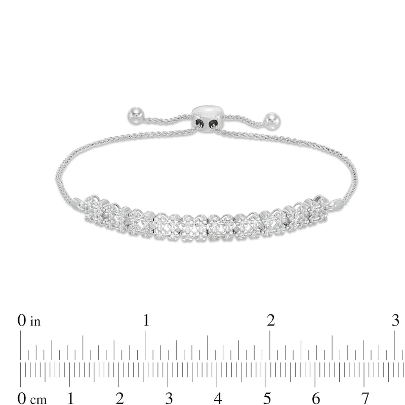 0.25 CT. T.W. Diamond Double Row Link Bolo Bracelet in Sterling Silver - 9.5"