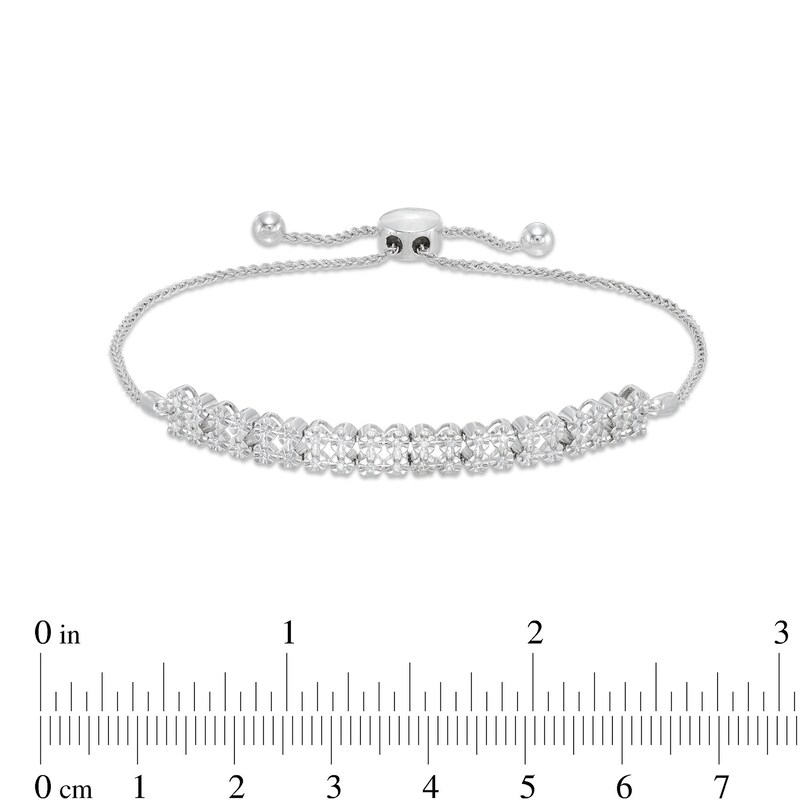 0.25 CT. T.W. Diamond Double Row Link Bolo Bracelet in Sterling Silver - 9.5"