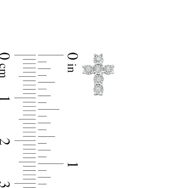 Main Image 3 of 0.05 CT. T.W. Diamond Miracle Cross Stud Earrings in Sterling Silver
