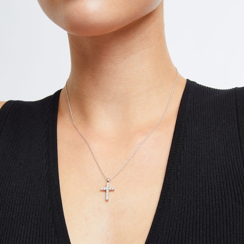 Main Image 2 of 0.065 CT. T.W. Diamond Miracle Cross Pendant in Sterling Silver