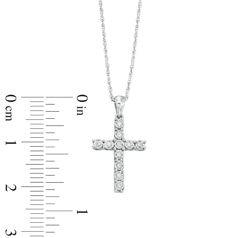 0.065 CT. T.W. Diamond Miracle Cross Pendant in Sterling Silver ...