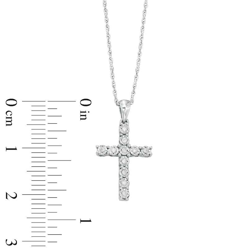 Main Image 3 of 0.065 CT. T.W. Diamond Miracle Cross Pendant in Sterling Silver