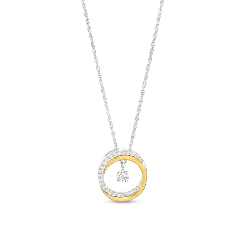 Main Image 1 of Unstoppable Love™ 0.15 CT. T.W. Diamond Dangle Circle Pendant in Sterling Silver and 10K Gold