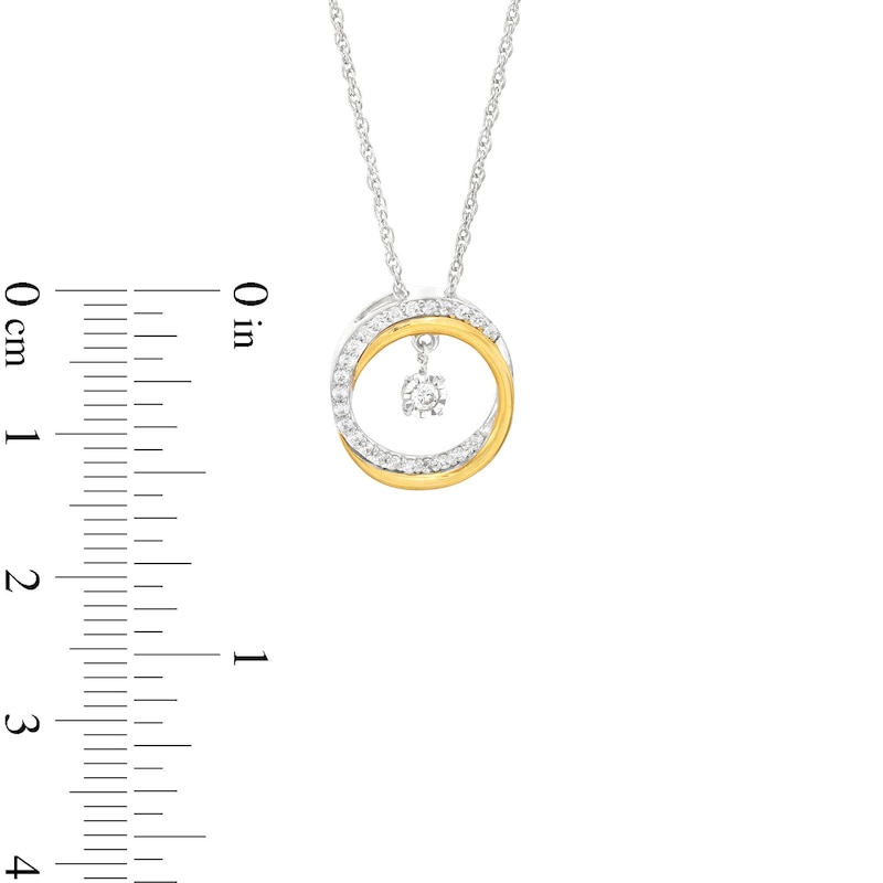Main Image 3 of Unstoppable Love™ 0.15 CT. T.W. Diamond Dangle Circle Pendant in Sterling Silver and 10K Gold