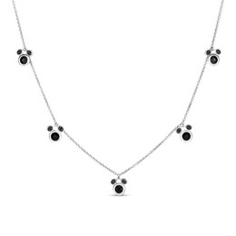 Disney Treasures Mickey Mouse Onyx and 0.085 CT. T.W. Black Diamond Station Necklace in Sterling Silver