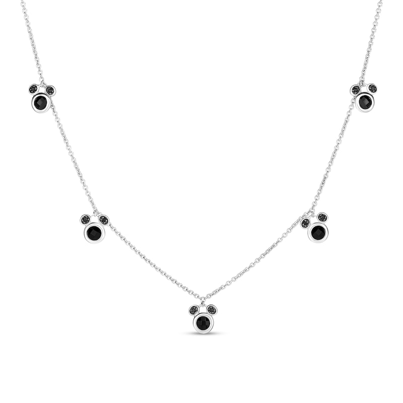 Disney Treasures Mickey Mouse Onyx and 0.085 CT. T.W. Black Diamond Station Necklace in Sterling Silver|Peoples Jewellers