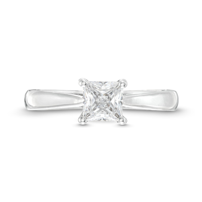 Main Image 4 of 1.00 CT. GIA-Graded Princess-Cut Diamond Solitaire Engagement Ring in 14K White Gold (F/SI2)