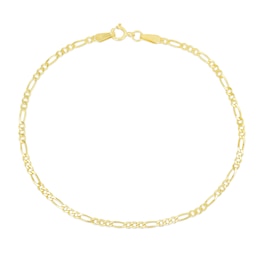 1.3mm Figaro Chain Anklet in Solid 14K Gold - 10"