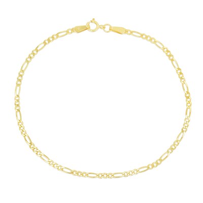 1.3mm Figaro Chain Anklet in Solid 14K Gold - 10"