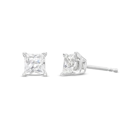 0.90 CT. T.W. Certified Princess-Cut Lab-Created Diamond Solitaire Stud Earrings in 14K White Gold (I/SI2)