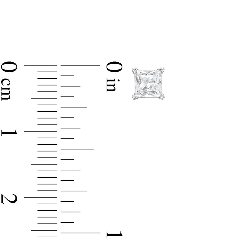 Main Image 3 of 0.90 CT. T.W. Certified Princess-Cut Lab-Grown Diamond Solitaire Stud Earrings in 14K White Gold (I/SI2)