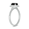 Thumbnail Image 1 of Oval Black Sapphire and 0.145 CT. T.W. Diamond Scallop Frame Ring in 10K White Gold