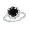 Thumbnail Image 1 of Black Sapphire and 0.145 CT. T.W. Diamond Scallop Frame Ring in 10K White Gold