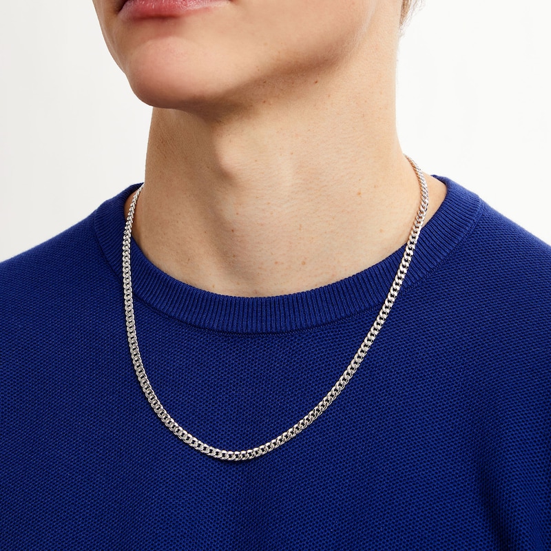 Main Image 2 of 4.3mm Curb Chain Necklace in Hollow 10K White Gold - 22"