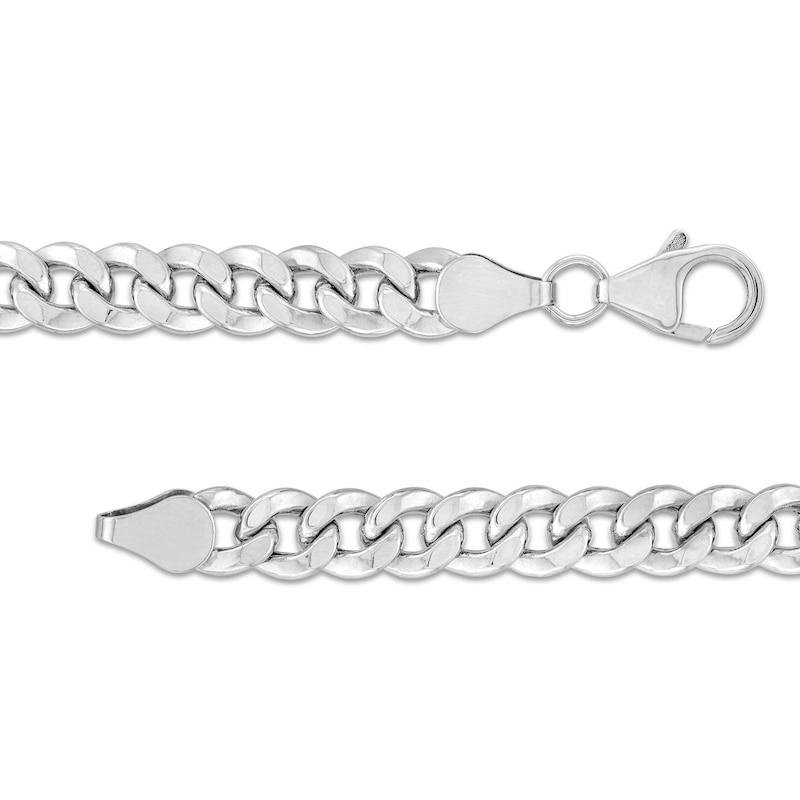 Men's 6.4mm Cuban Curb Chain Necklace in Semi-Solid 10K White Gold - 22"|Peoples Jewellers