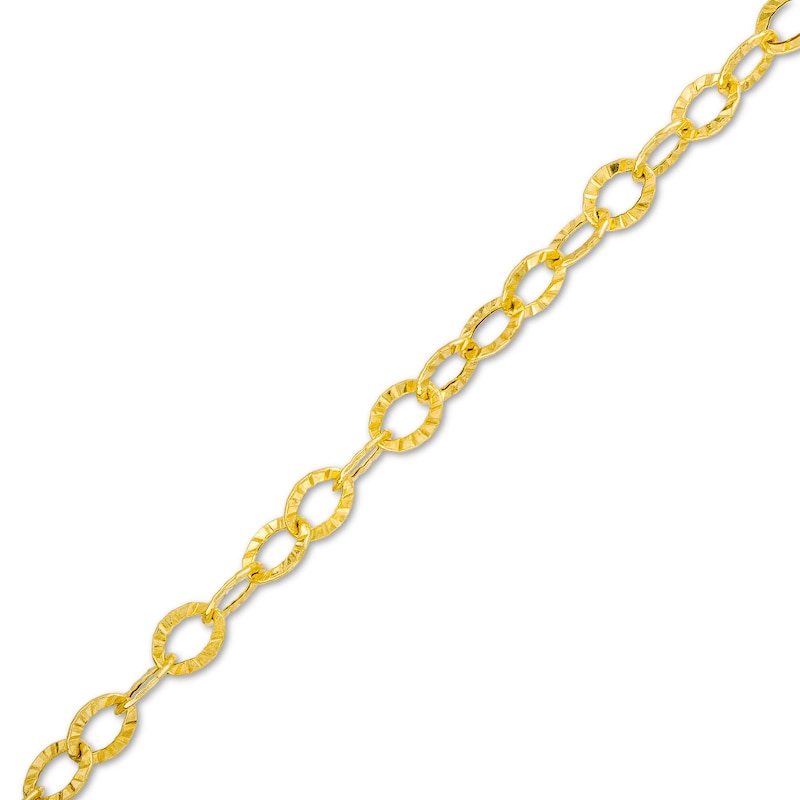 3.35mm Hammered Rolo Chain Anklet in Hollow 14K Gold - 10"|Peoples Jewellers